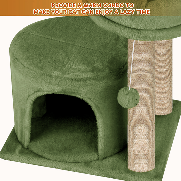 Furrlovers Tree with Condo & Elevated Perch for Cats (Green)