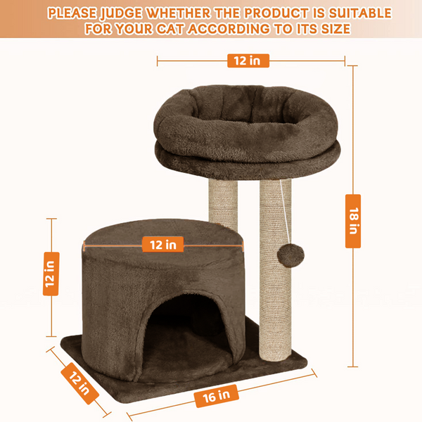Furrlovers Tree with Condo & Elevated Perch for Cats (Brown)
