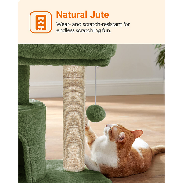 Furrlovers Tree with Scratching Post Condo and Toy Ball for Cats (Green)