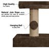 Furrlovers Soft Fur Condo Cat Tree with Sisal/Jute Scratching Post & Hanging Ball (Brown) Cats-Toys Furrlovers Dropship