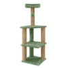 Furrlovers Three Floor Soft Fur Activity Cat Tree for Kittens & Cats with Scratching Post, Natural Sisal Rope & Hanging Ball (Green) Cats-Toys Furrlovers Dropship 47in