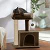 Furrlovers Plush Condo Cat Tree with Top Perch, Hanging Ball & Scratching Post (Brown) Cats-Toys Furrlovers Dropship 12in
