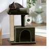 Furrlovers Plush Condo Cat Tree with Top Perch, Hanging Ball & Scratching Post (Green) Cats-Toys Furrlovers Dropship 12in