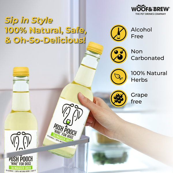Woof & Brew Posh Pooch Tailwagger Creek Non Alcoholic White Wine for Dogs