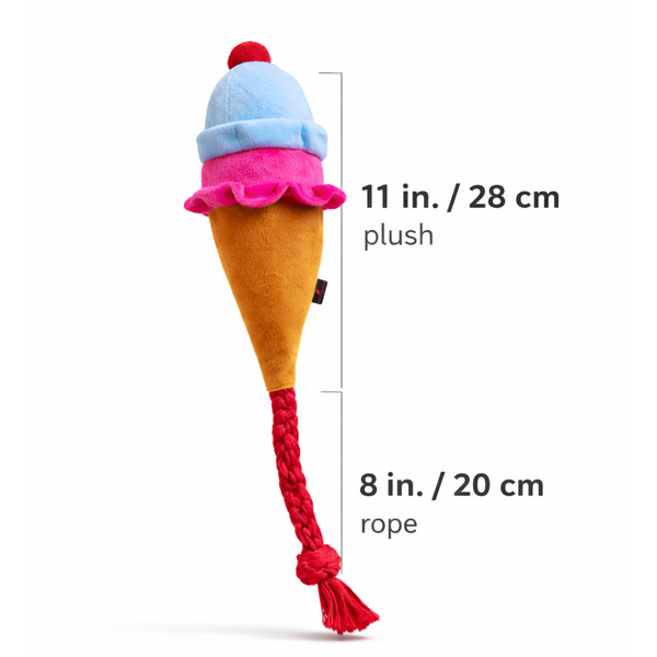 Pawgypets Ice Cream Plush with Rope Toy for Dogs