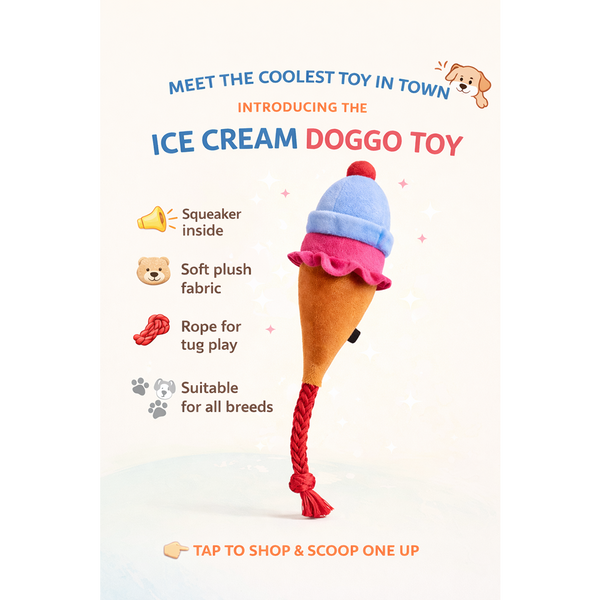 Pawgypets Ice Cream Plush with Rope Toy for Dogs