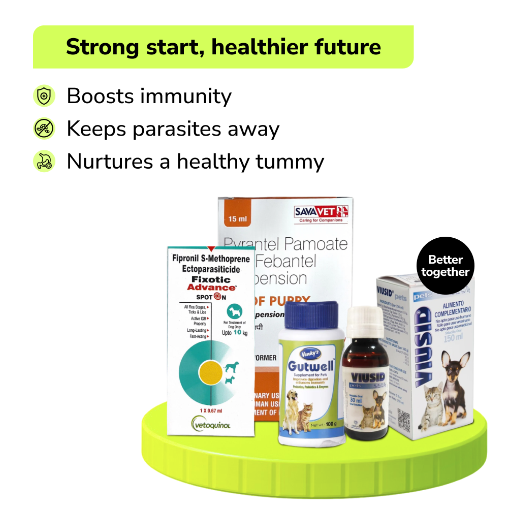 Preventive Care Kit Combo for Puppy (Dewormer + Spoton + Supplement + Probiotic) Dogs-Pharmacy Exclusive Combo