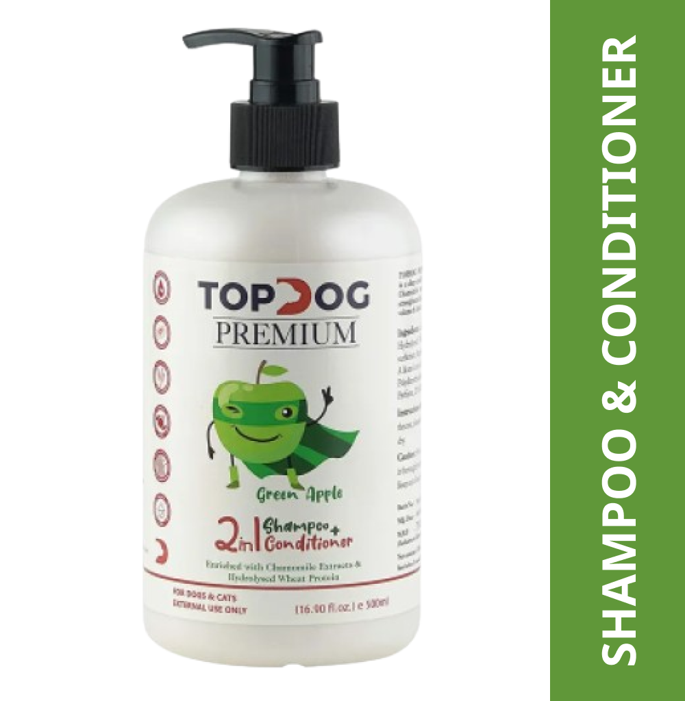 TopDog Premium Green Apple 2 in 1 Shampoo and Conditioner for Dogs and Cats