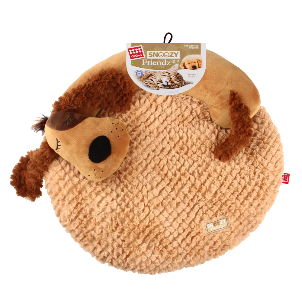 GiGwi Snoozy Friends 3D Shape Dog Sleepy Cushion for Cats and Dogs (Brown)