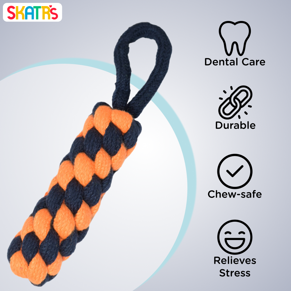 Skatrs Dummy Knotted Rope Chew Toy for Dogs and Cats (Blue/Orange) Both-Toys Skatrs