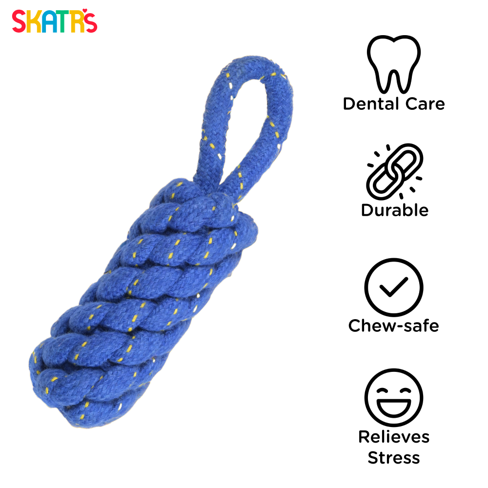 Skatrs Dummy Knotted Rope Chew Toy for Dogs and Cats (Blue)