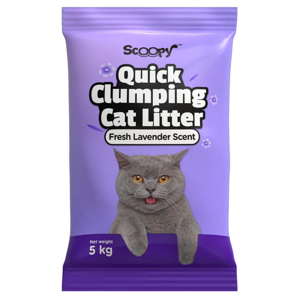 Scoopy Quick Clumping Lavender Scented Litter with Skatrs Litter Tray and Scooper for Cats