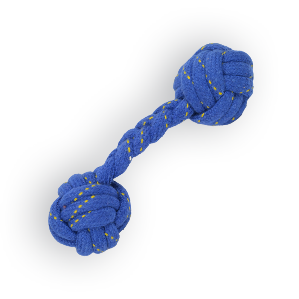Skatrs Dumbbell Chew Toy for Dogs & Cats (Blue/Yellow) Rewards Both Toys Skatrs 6.5cm