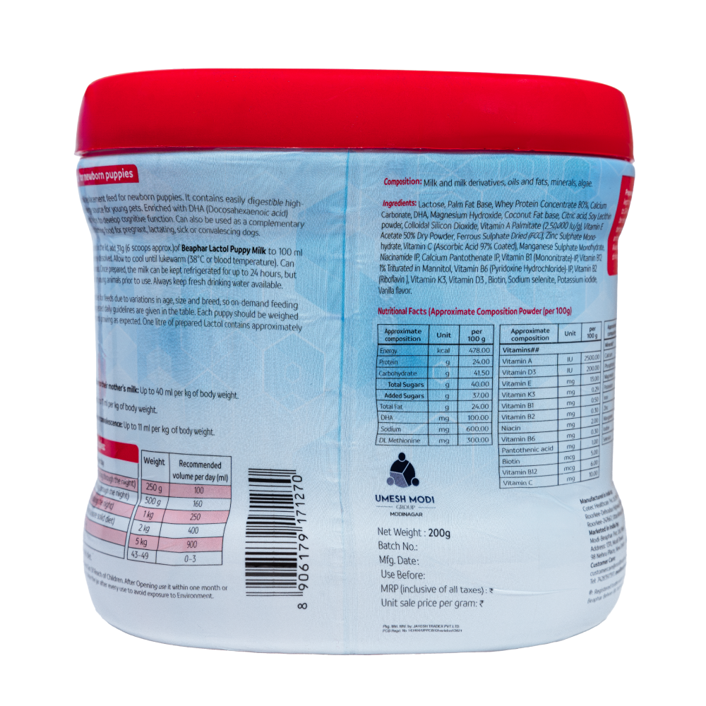 Beaphar Lactol New Born Milk Replacement Powder for Puppies Supertails
