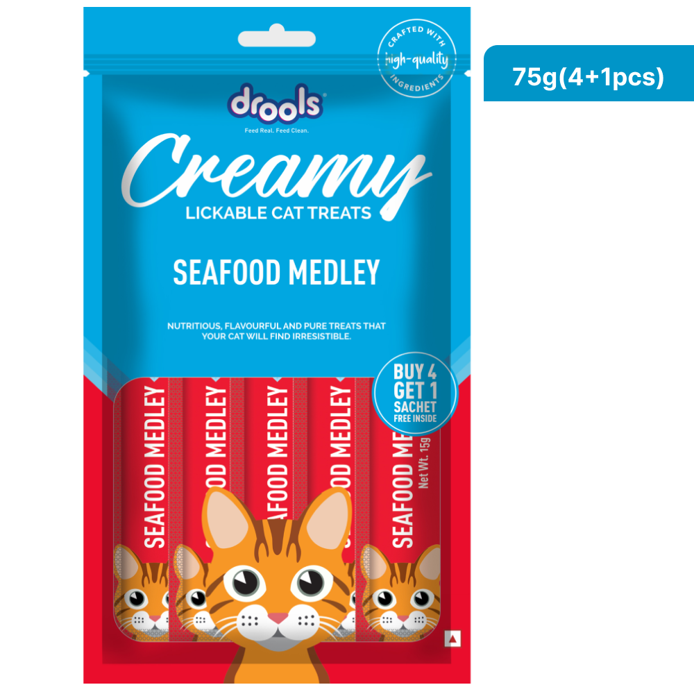 Drools Seafood Medley Creamy Cat Treats Cats-Treats & Others Drools 75g(5pcs)