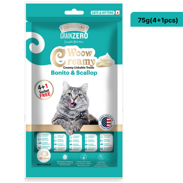 Signature Grain Zero Crab, Bonito and Scallop and Tuna and Ocean Fish Lickable Creamy Cat Treats Combo