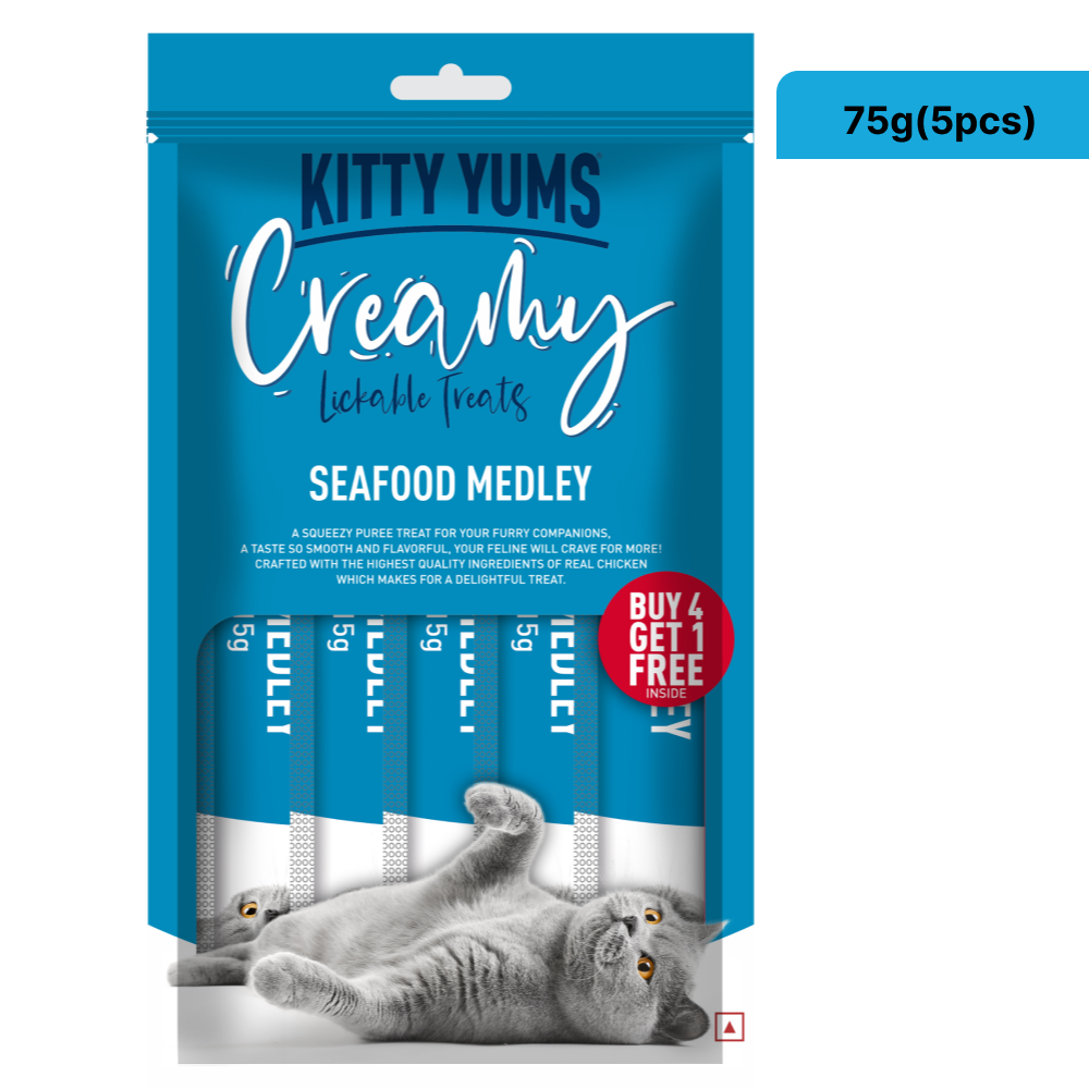 Kitty Yums Seafood Medley Creamy Cat Treat Sample Kitty Yums 75g(5pcs)