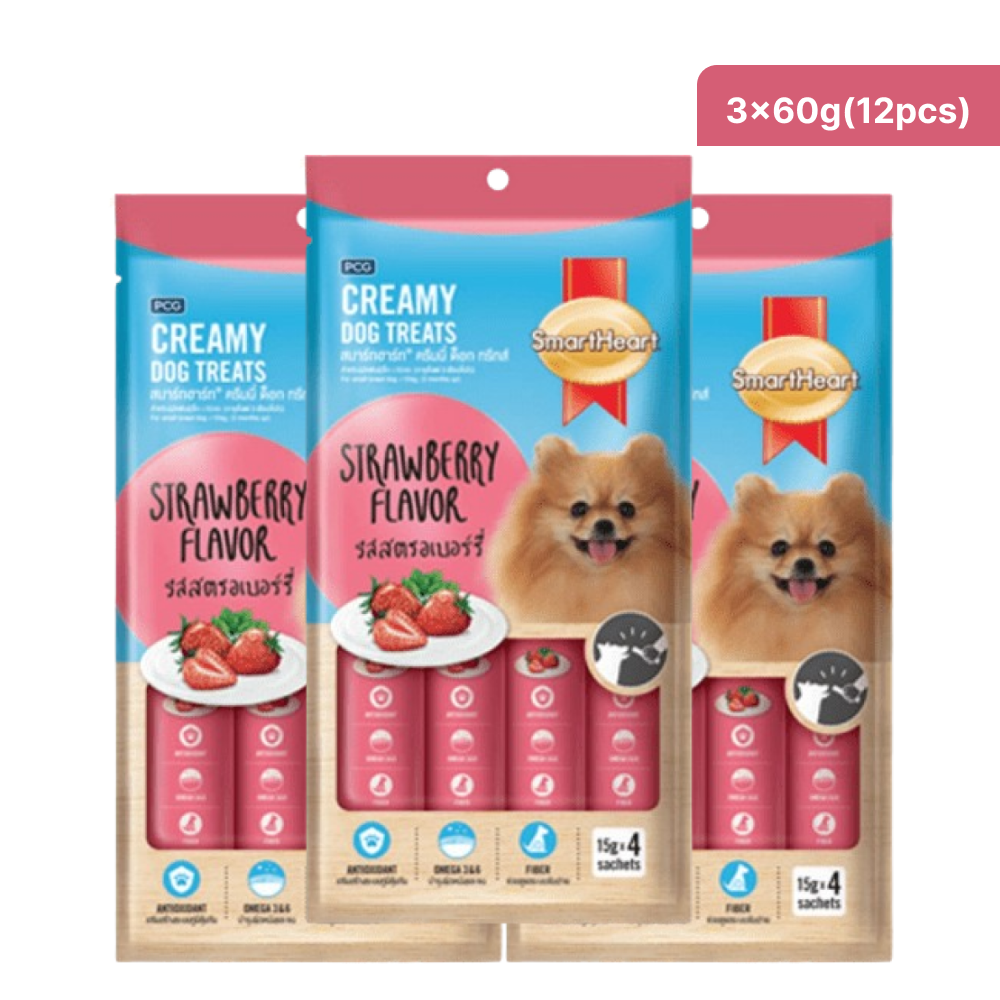 SmartHeart Chicken & Strawberry Dog Creamy Treat Dog Treats + Others Smartheart 3x60g(12pcs)