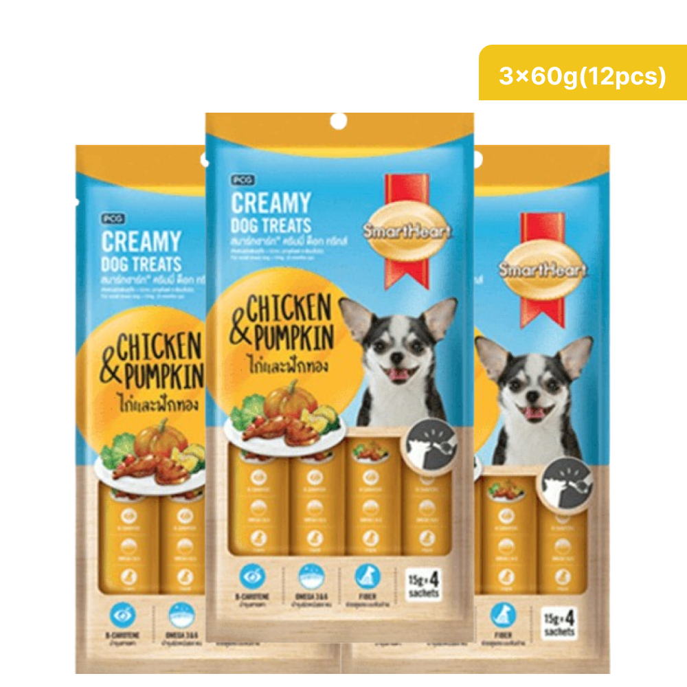 SmartHeart Chicken & Pumpkin Dog Creamy Treat Dog Treats + Others Smartheart 3x60g(12pcs)