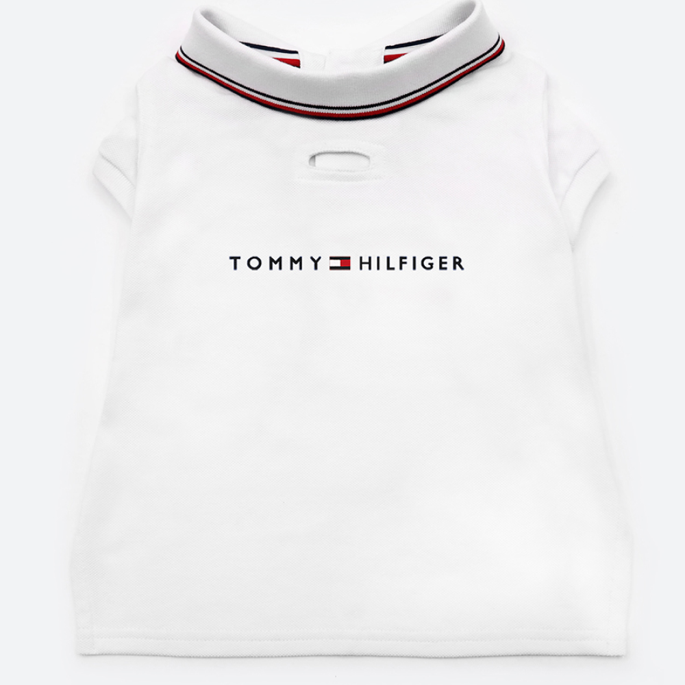 Tommy Hilfiger Heritage Polo Tshirt for Dogs (Optic White)