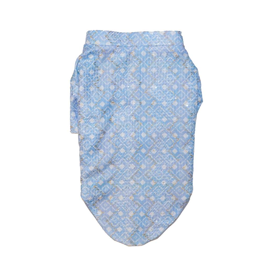 The Papaw Cartel Mosaic Weave Koti with Zari Detailing Sherwani for Dogs (Baby Blue)