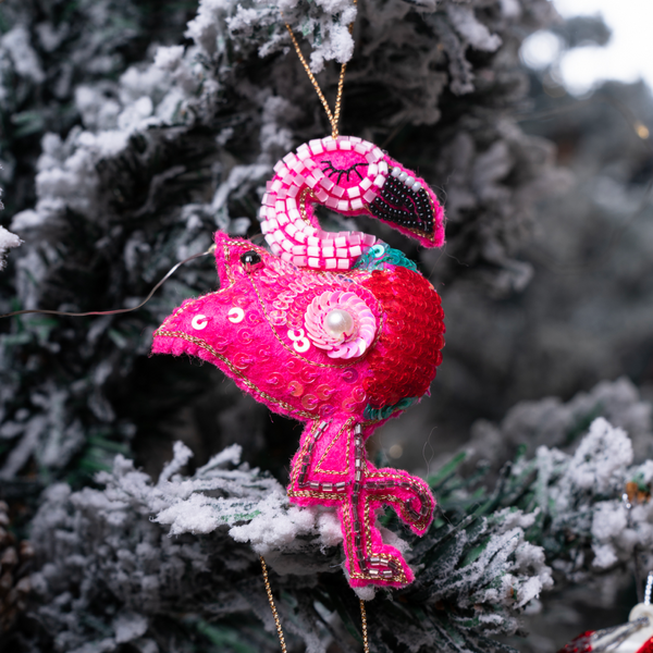 Furry Tales Holly Day Gulabo Flamingo Handcrafted Charm