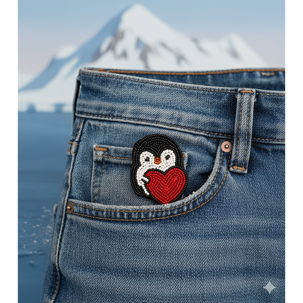 Furry Tales Pebble Penguin Handcrafted Brooch