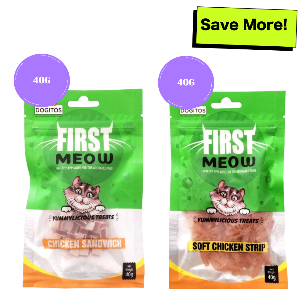First Meow Chicken Sandwich and Chicken Strip Cat Treat Combo Cats-Treats & Others First Meow 40g+40g