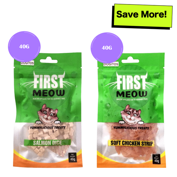 Buy First Meow Soft Chicken Strip and Salmon Dice Cat Treat Combo