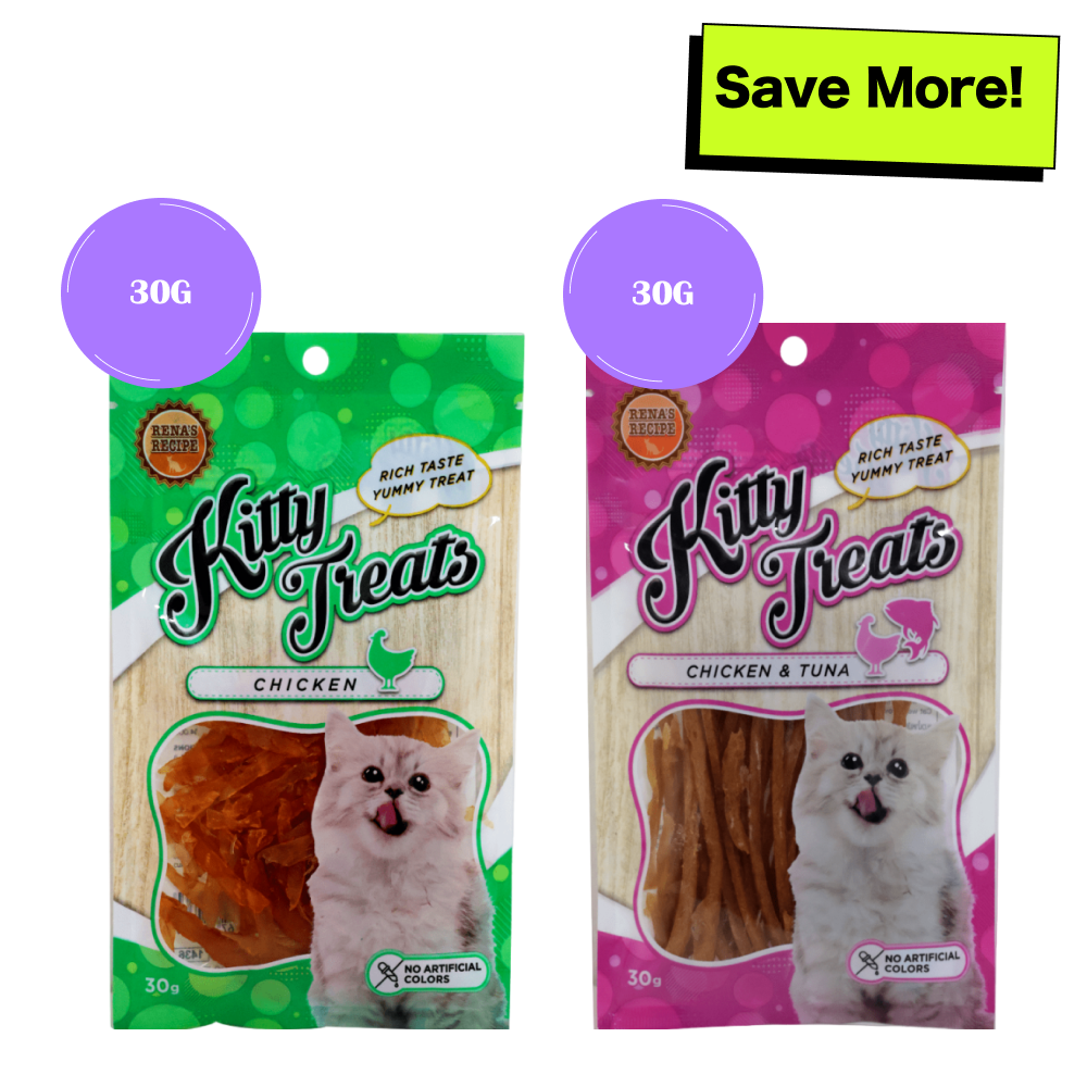 Kitty Treats Soft Chicken Jerky Sliced and Chicken & Tuna Cat Treats Combo Cats-Treats & Others Kitty Treats 30g+30g