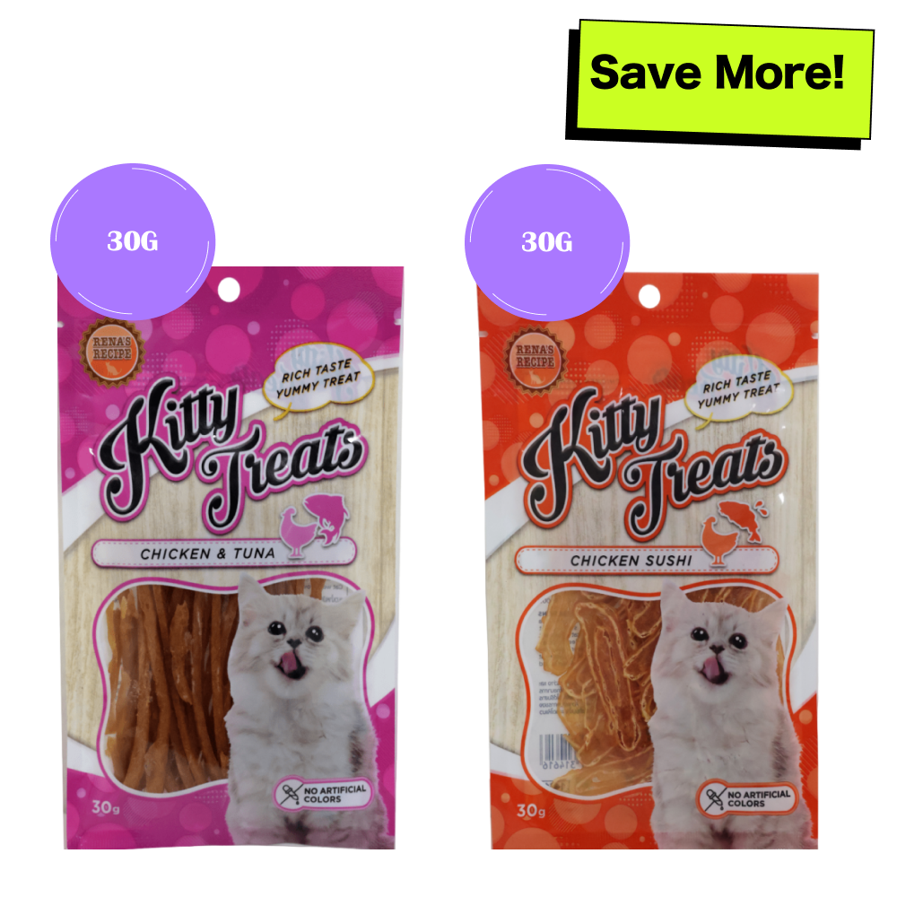 Kitty Treats Soft Chicken & Tuna and Chicken Sushi Cat Treats Combo Cats-Treats & Others Kitty Treats 30g+30g