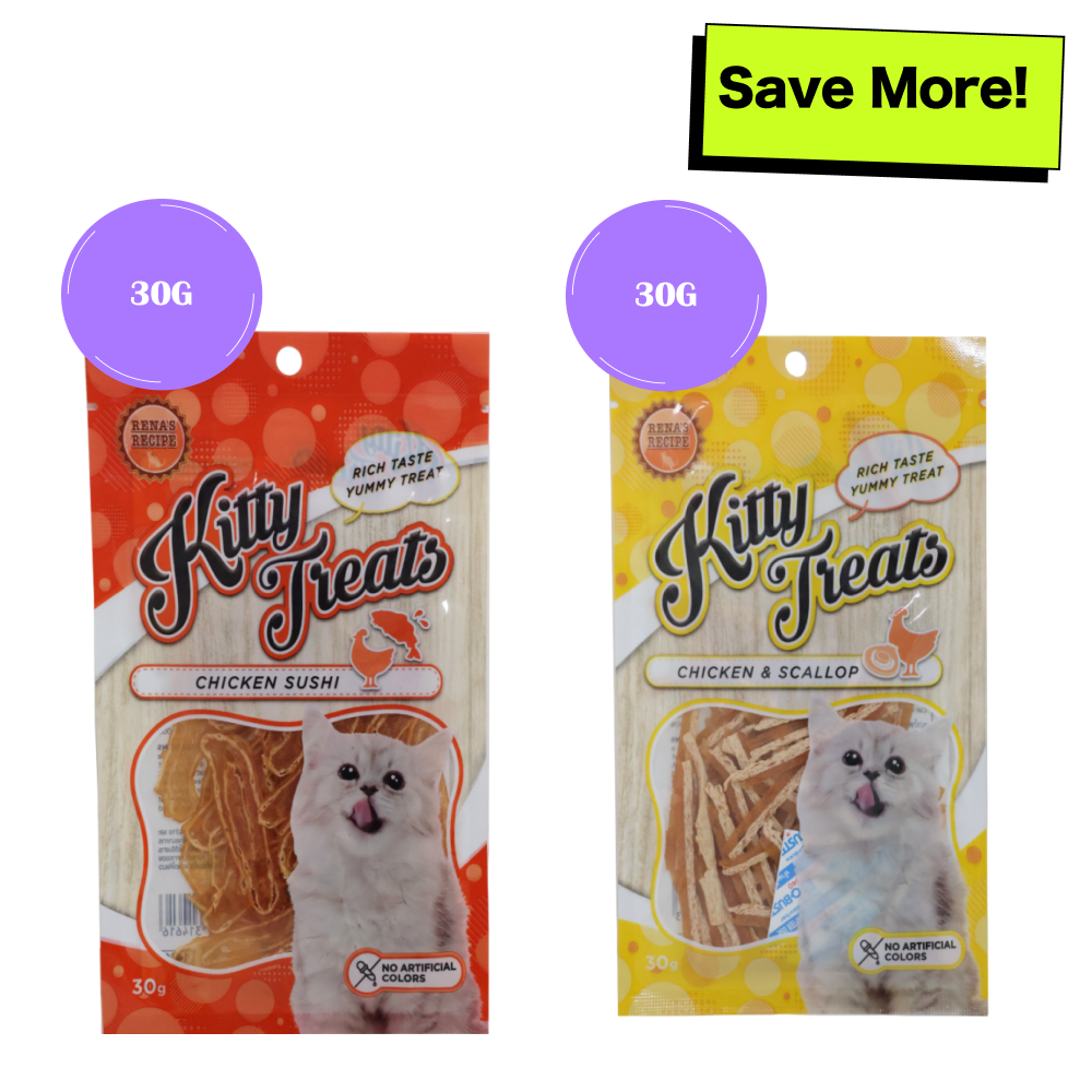Kitty Treats Chicken Sushi and Chicken with Scallop Flavour Cat Treats Combo Cats-Treats & Others Kitty Treats 30g+30g