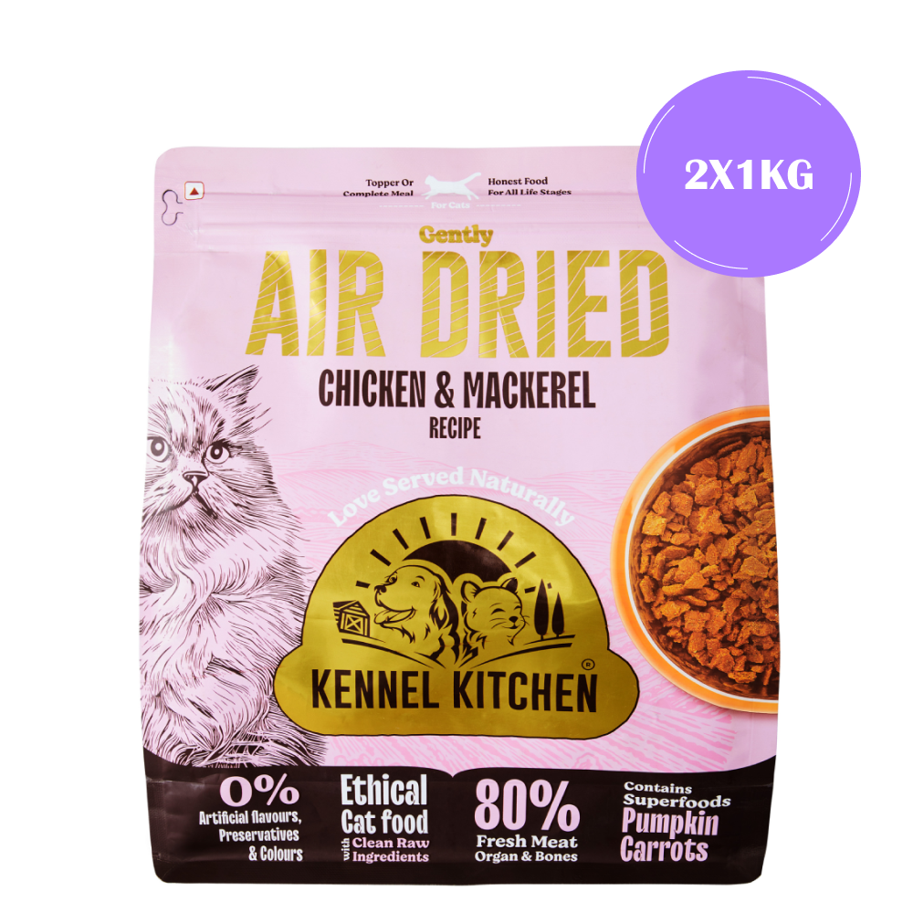 Kennel Kitchen Air Dried Chicken and Mackerel for Cat Dry Food (All Life Stage) Cats- Dry food Kennel Kitchen 2x1kg
