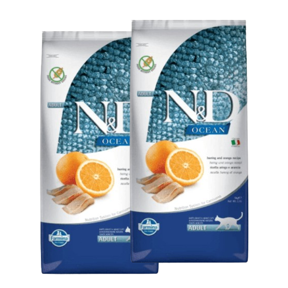 Farmina N&D Ocean Herring & Orange Grain Free Adult Cat Dry Food Cats- Dry food Farmina N&D 10kg (2x5kg)