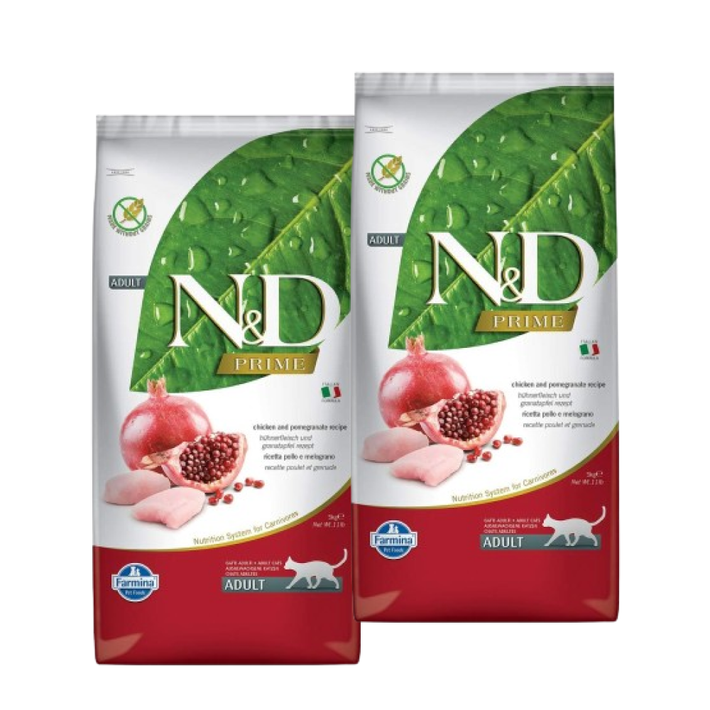 Farmina N&D Prime Chicken & Pomegranate Grain Free Adult Cat Dry Food Cats- Dry food Farmina N&D 10kg (2x5kg)