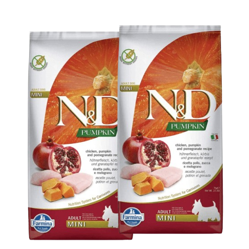 Farmina N&D Pumpkin Chicken & Pomegranate Grain Free Adult Mini Dog Dry Food Dogs- Dry Food Farmina N&D 14kg (2x7kg)