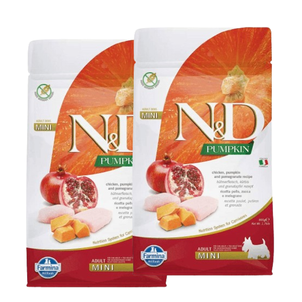 Farmina N&D Pumpkin Chicken & Pomegranate Grain Free Adult Mini Dog Dry Food Dogs- Dry Food Farmina N&D 1.6kg (2x800g)