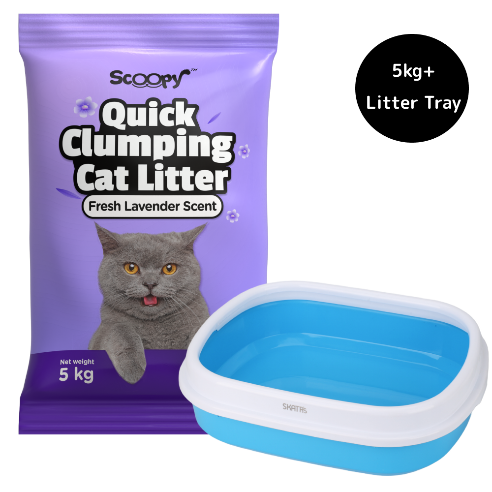 Scoopy Quick Clumping Lavender Scented Litter with Skatrs Litter Tray for Cats