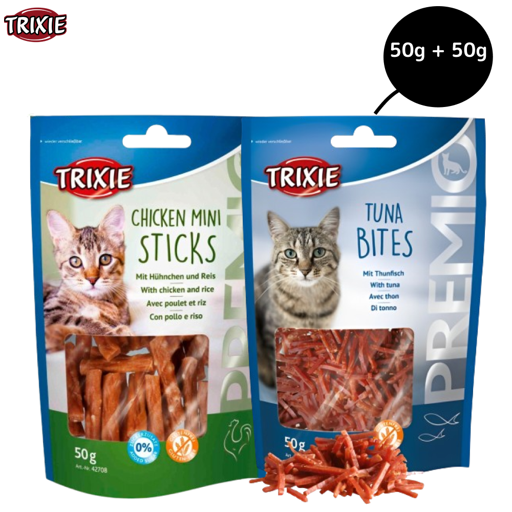 Trixie Premio Chicken Mini Sticks and Tuna Bites Cat Treats Combo Cats-Treats & Others Trixie 50g+50g