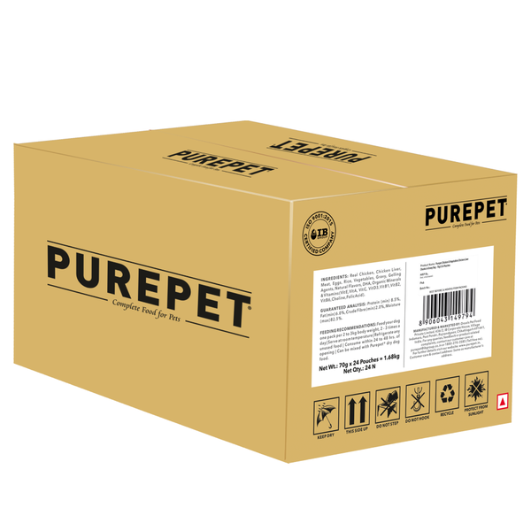 Purepet Chicken & Vegetable Chunks in Gravy Adult Dog Wet Food(24x70g)