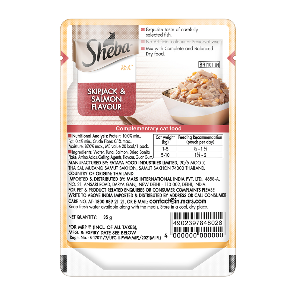 Sheba Skipjack & Salmon Fish Mix Cat Wet Food and Salmon Flavour Irresistible All Life Stages Cat Dry Food Combo Exclusive Combo Sheba