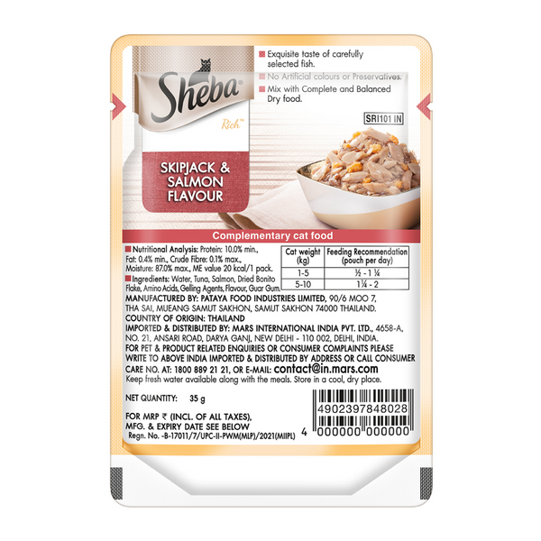 Sheba Skipjack & Salmon Fish Mix Cat Wet Food and Salmon Flavour Irresistible All Life Stages Cat Dry Food Combo
