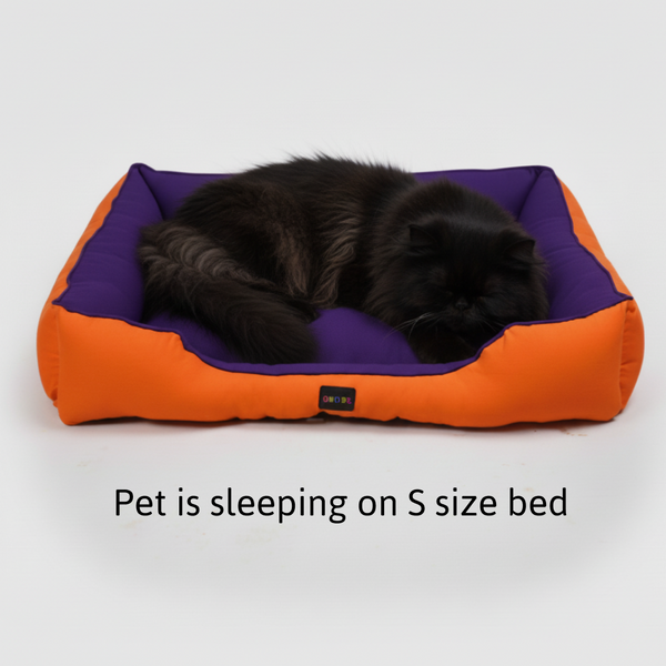 Skatrs Square Shaped Bed for Dogs & Cats (Orange/Purple)