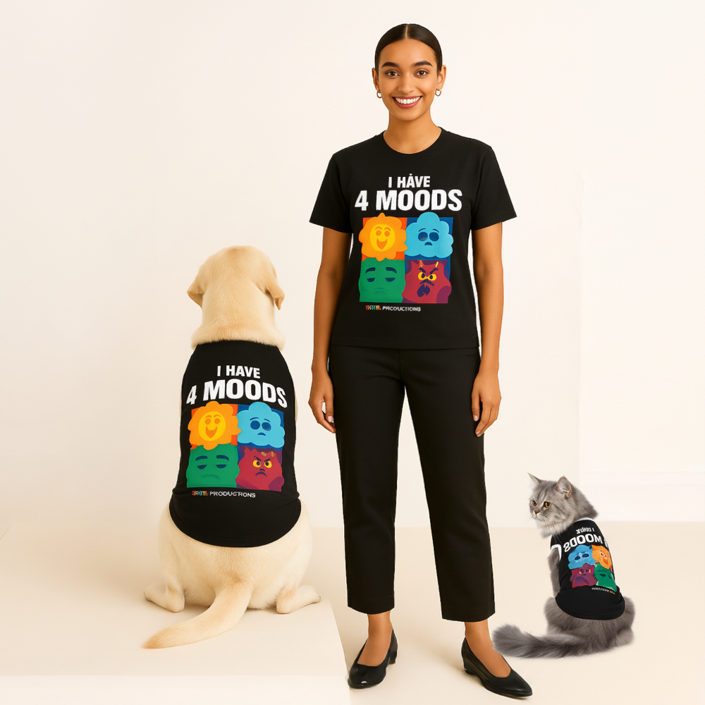 Moody Cotton T Shirt for Men and Women Pet Parent-Clothing & Accessories Skatrs