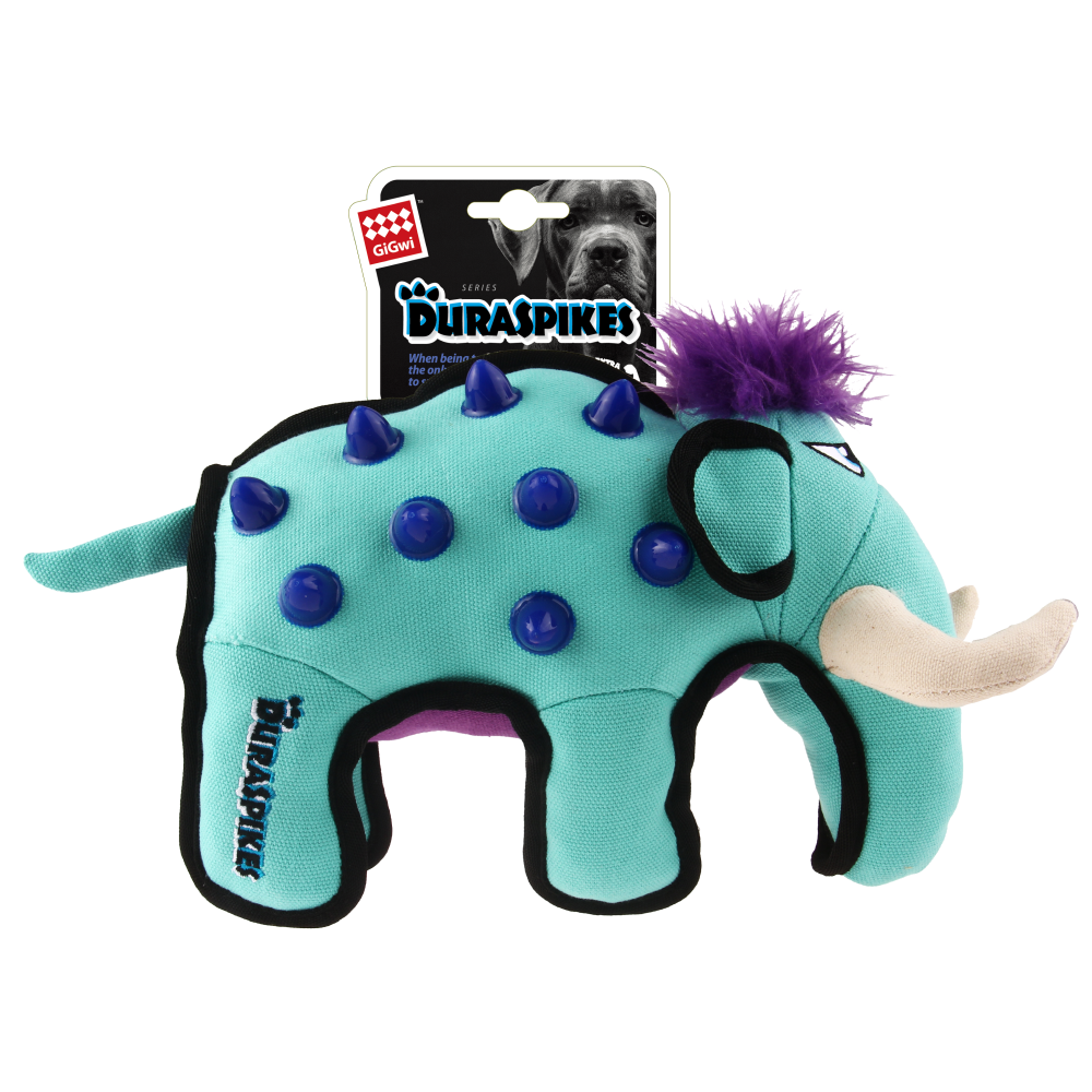 GiGwi Duraspikes Extra Durable Elephant Toy for Dogs (Light Blue) | For Medium Chewers