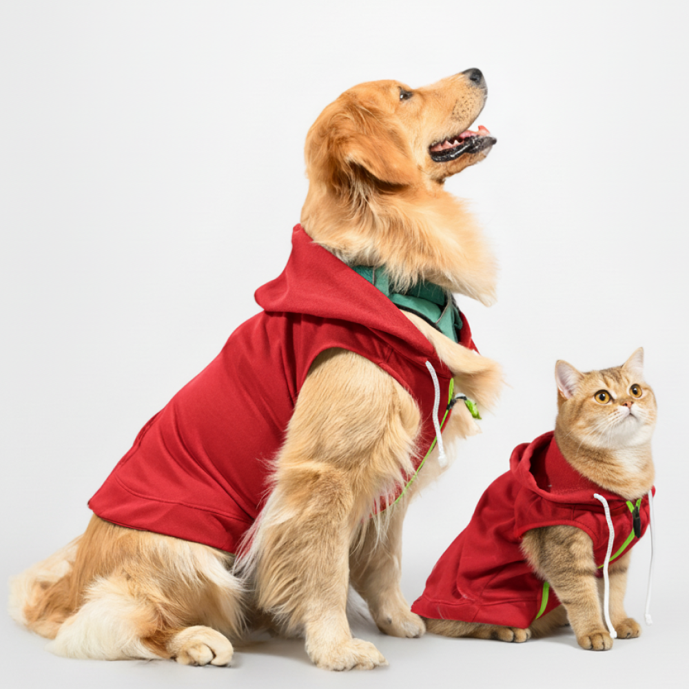 Skatrs Breezy Hoodies with Pockets for Dog and Cats (Red) Both-Clothing & Accessories Skatrs XL: 29in Chest