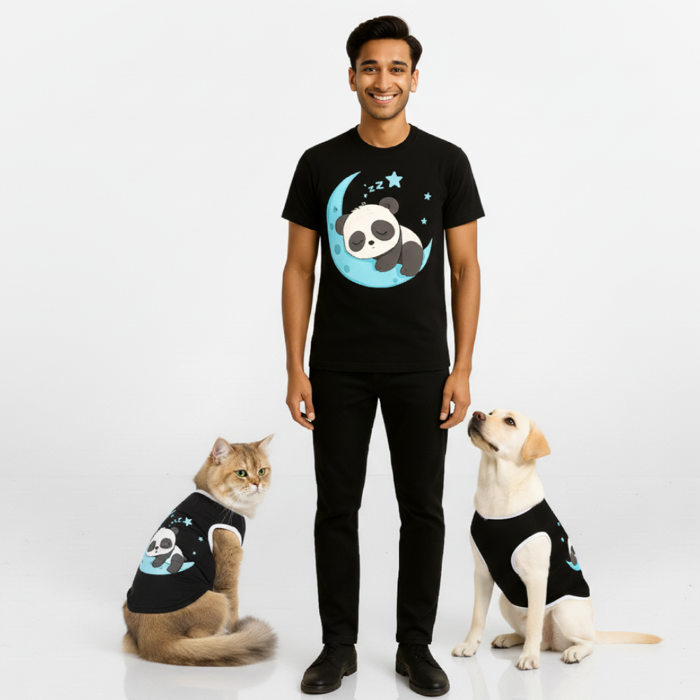 Sleeping Panda Cotton T Shirt for Men and Women Pet Parent-Clothing & Accessories Skatrs