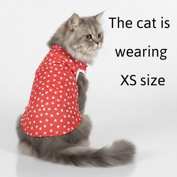 Skatrs All Hearts Printed Shirt for Dogs and Cats (Red)