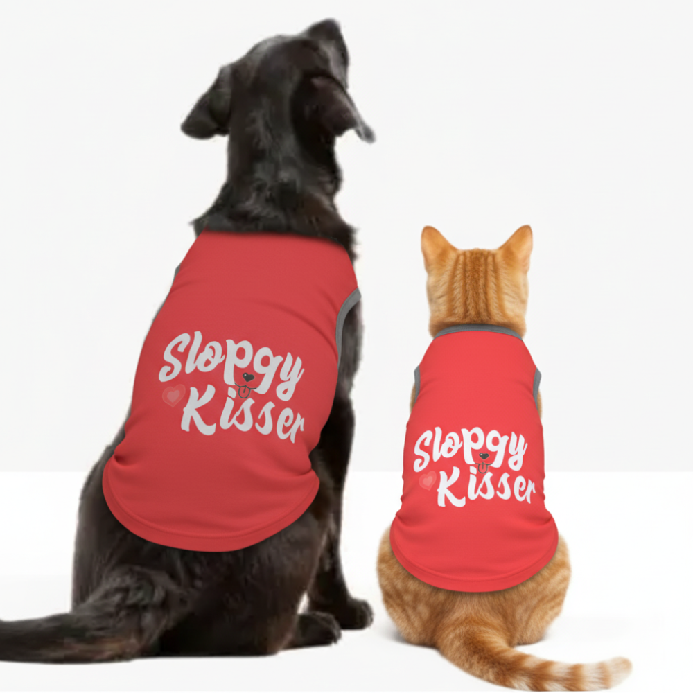 Skatrs Sloppy Kisser Printed Summer Cotton T Shirt for Dogs and Cats (Red) Both-Clothing & Accessories Skatrs