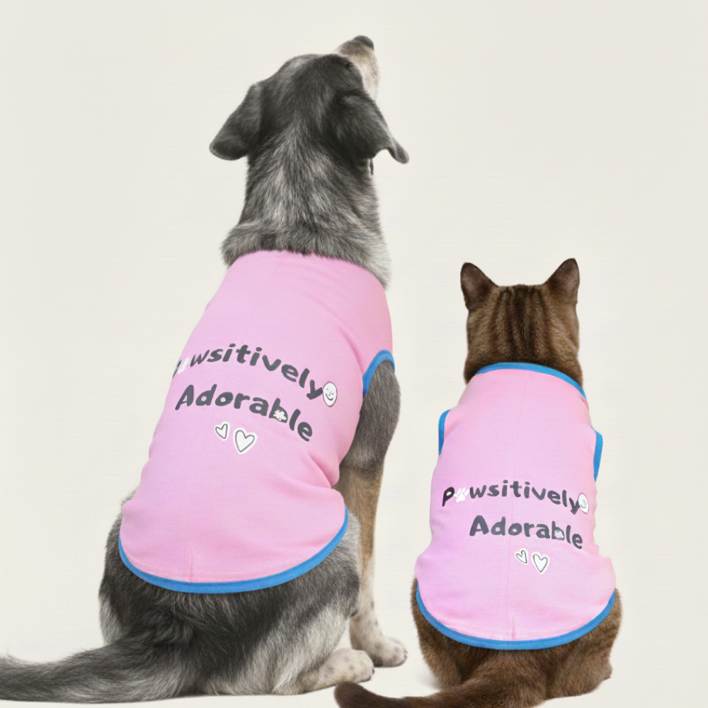 Skatrs Pawsitively Adorable Printed Summer Cotton T Shirt for Dogs and Cats (Pink) Both-Clothing & Accessories Skatrs L